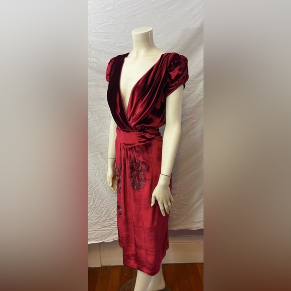 NWT! $6425 1 of a kind! John Galliano silk red velvet cutout embroidered beaded - Picture 9 of 17